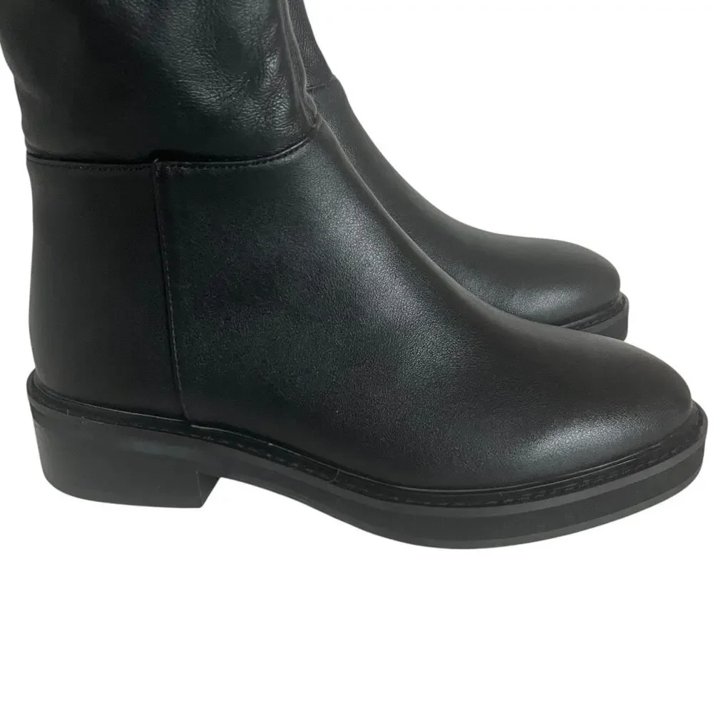 Steve Madden Larz Over The Knee Black Faux Leather Boots Size 5.5M